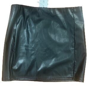 NWT EG. Chris. G  Black Faux Leather Mini Skirt Size XL
